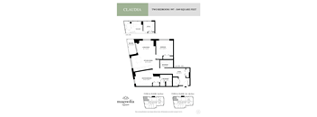 a floor plan of two bedrooms and two baths of the claddagh floor plan